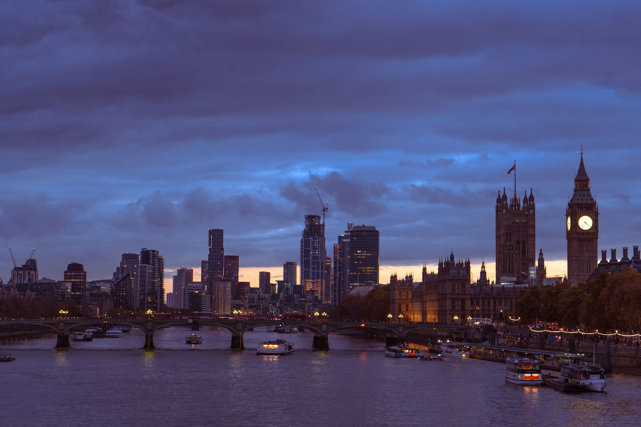 London skyline at dusk