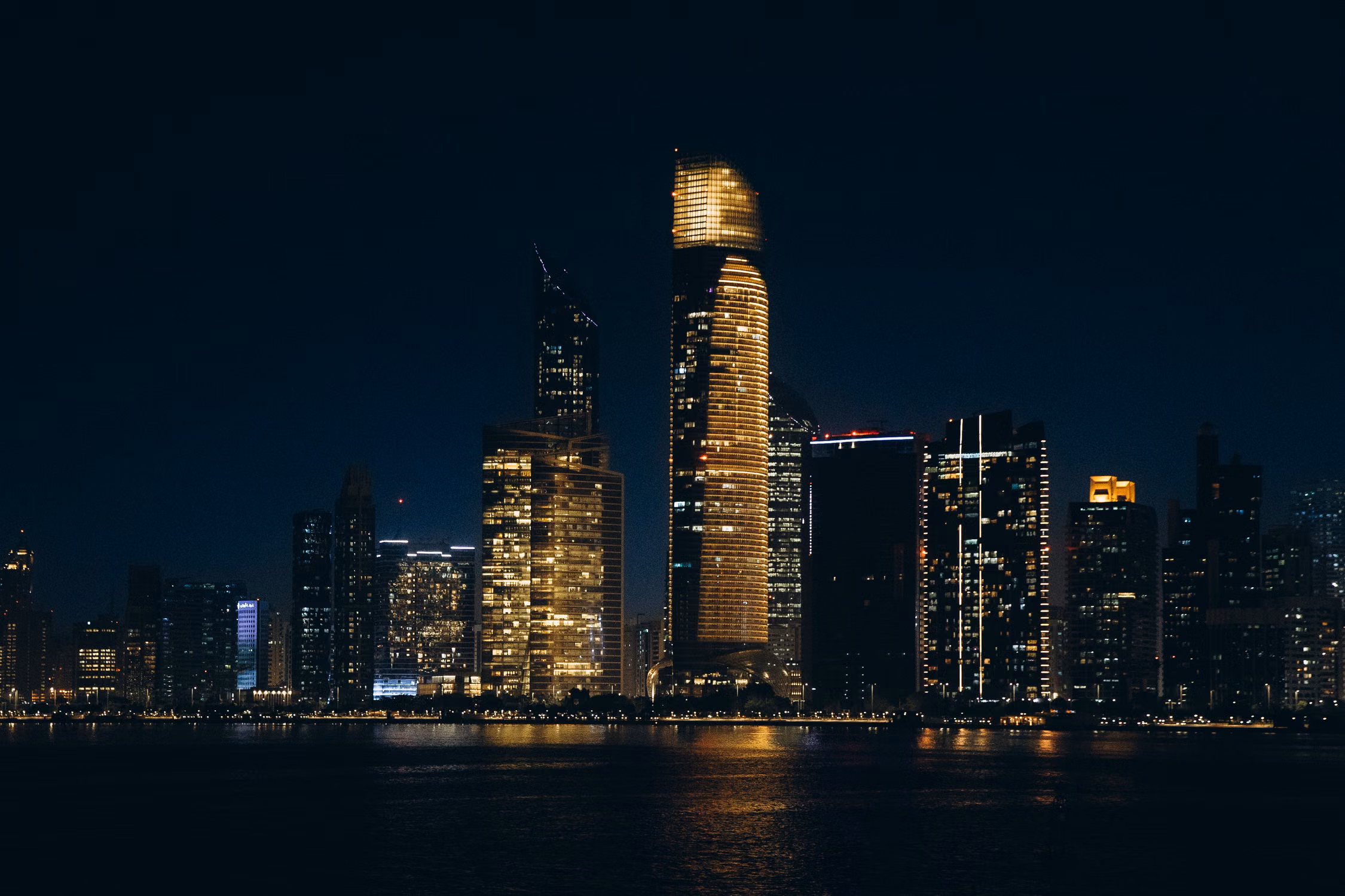 Abu Dhabi skyline at night